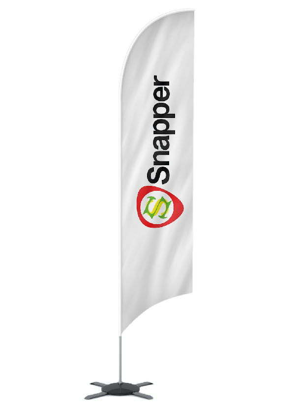vit beachflagga med Snapper tryck