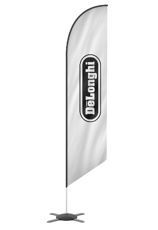 en vit bechflagga med  tryck