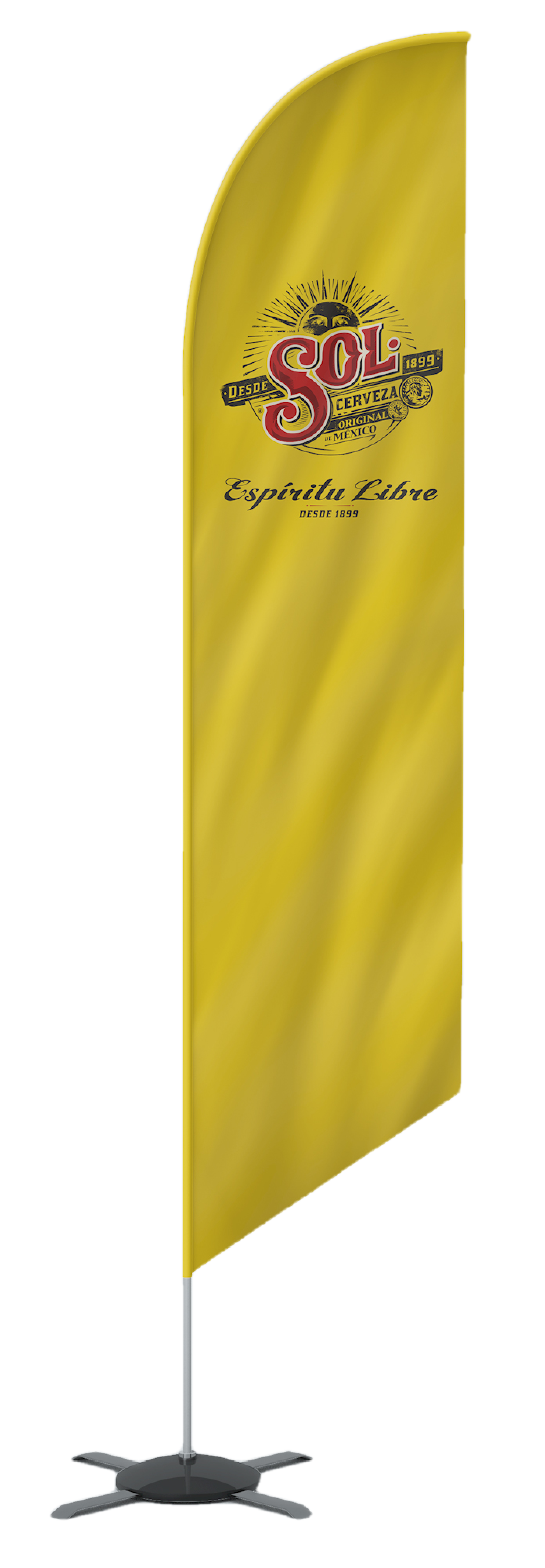 gull beachflagga med tryck SOL i 2 färger